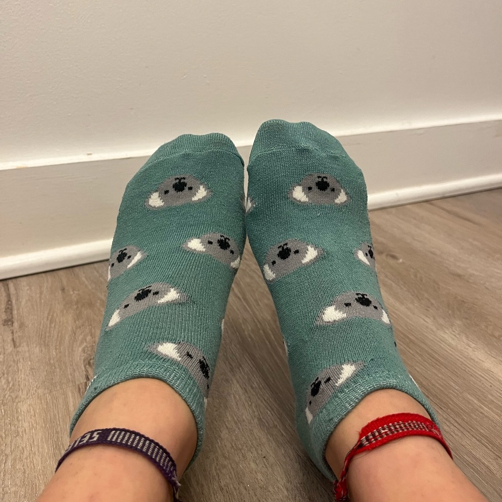 Teal Koala Ankle Socks